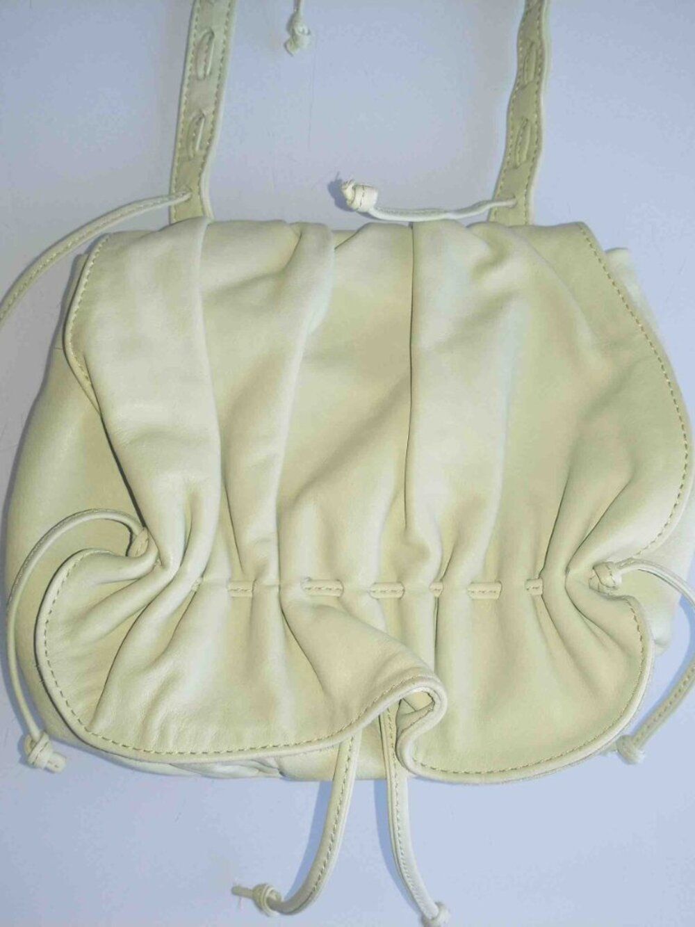 Dimoni Made in Spain Genuine Leather Crossbody Bag Mint Green Drawstring Small